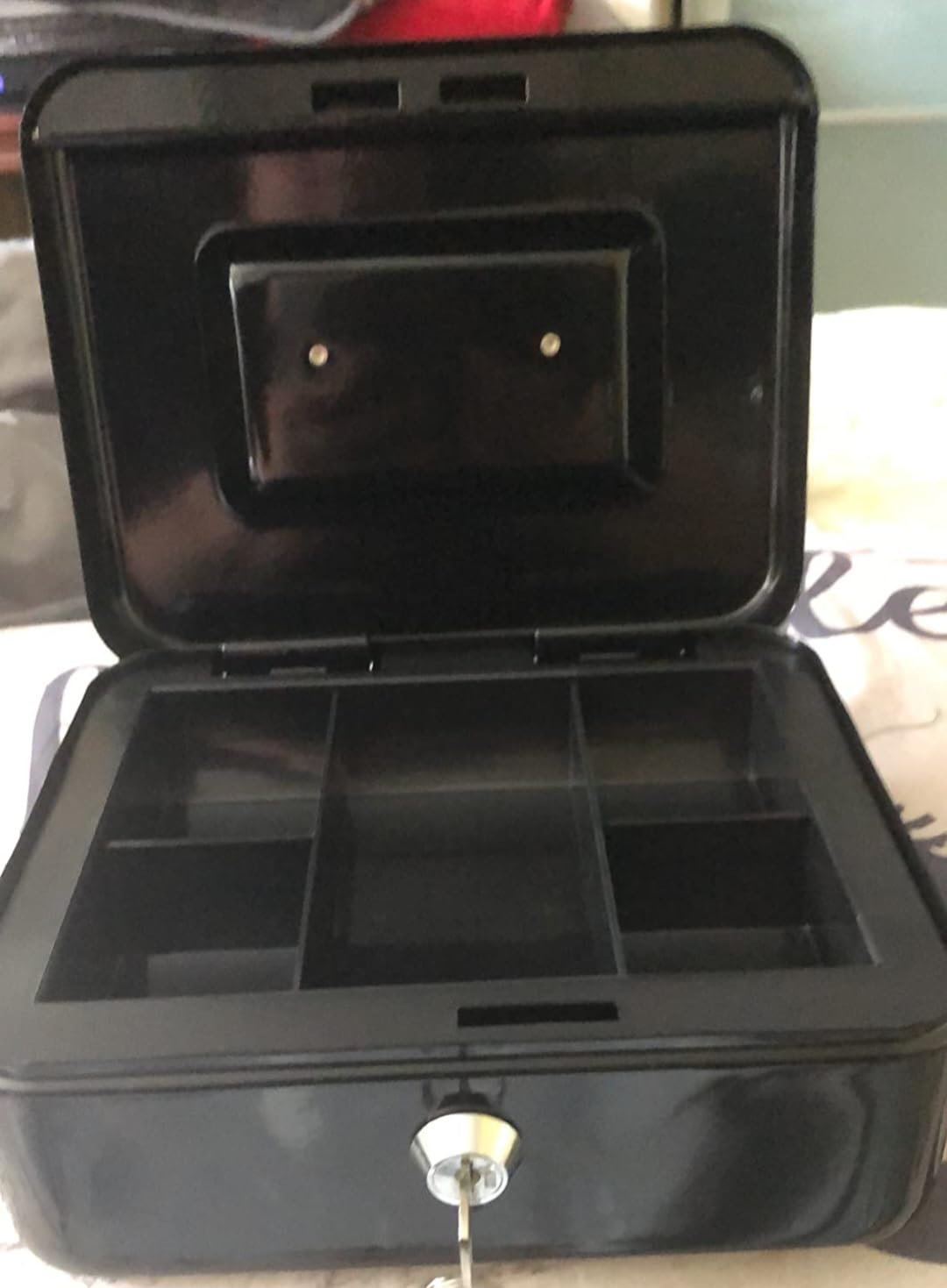 KYODOLED Small Metal Lock Box with Key for Cash and Medication, 2 Keys customer photo 2