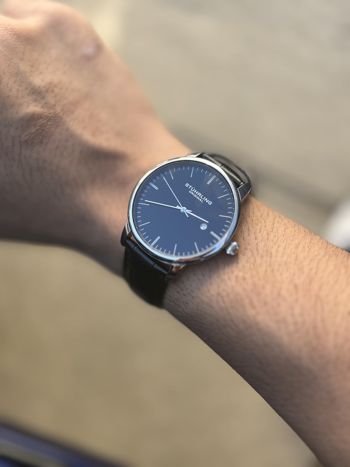 Stuhrling Original Men's Watch Dress Watch 40mm, Ultra Slim Mens Watch Leather Strap, Quartz Analog Men's Wrist Watch, Classic Minimalist Watch for Men customer photo 2