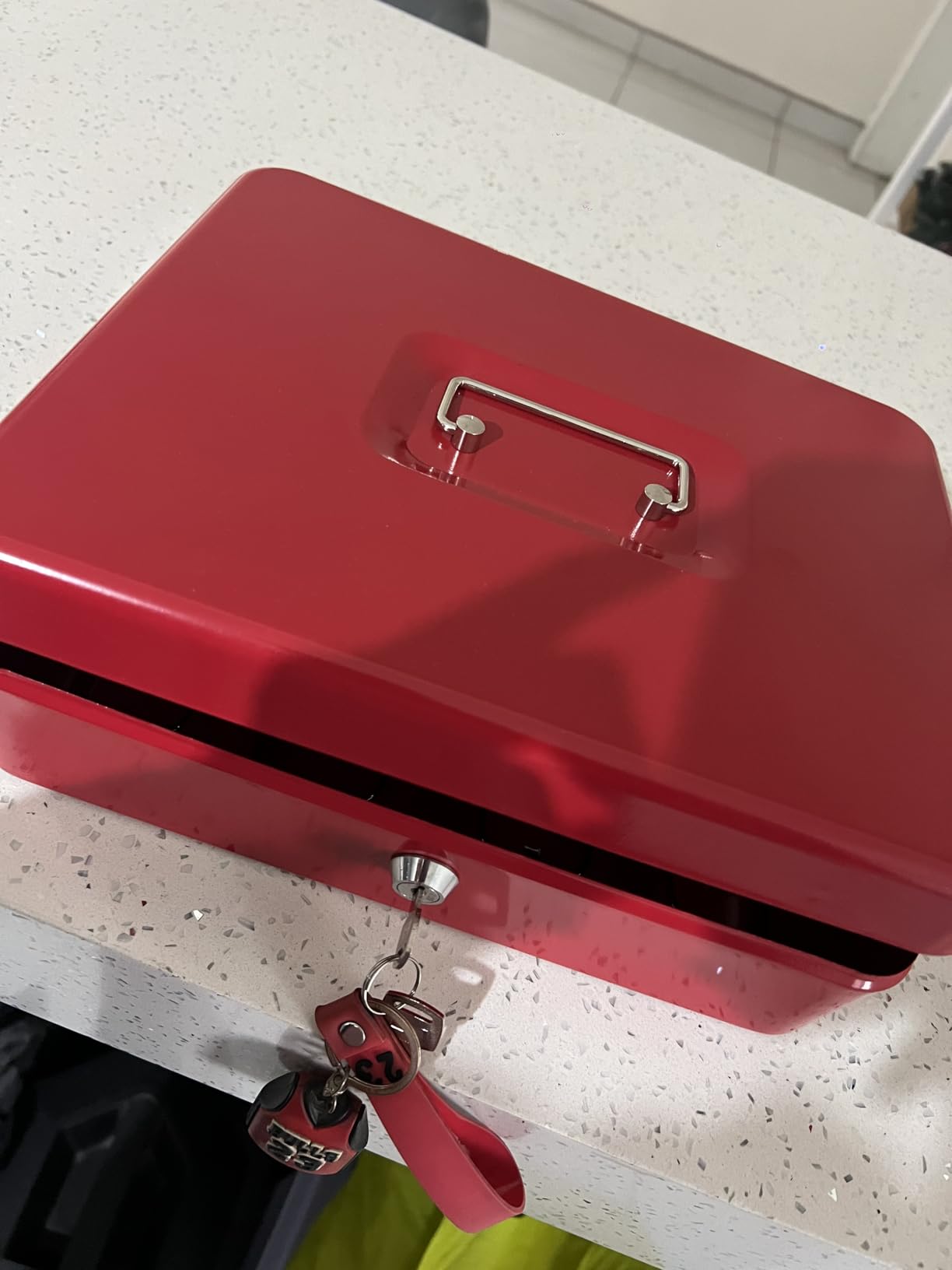 KYODOLED Cash Box with Money Tray and Key Lock, 1mm Thick Metal Cash Drawer customer photo 2