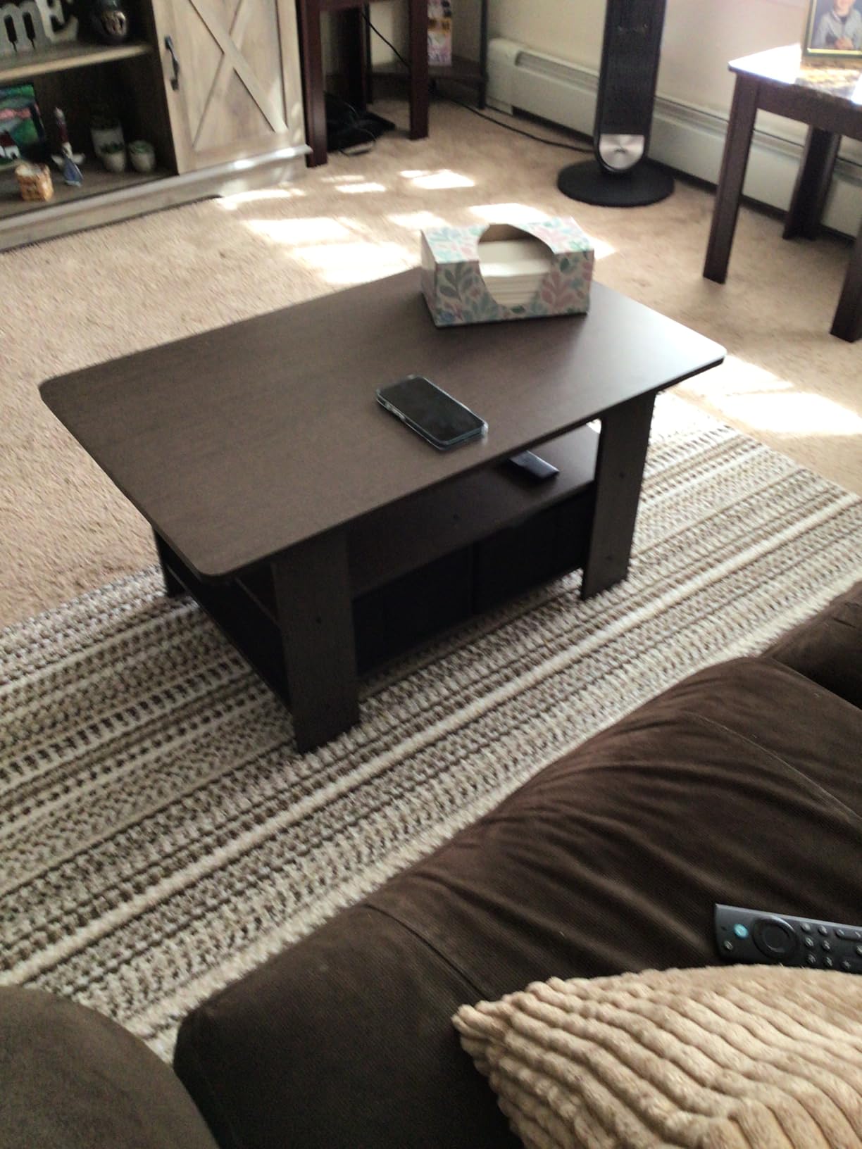 Furinno Andrey Coffee Table with Bin Drawer, Columbia Walnut/Dark Brown customer photo 1