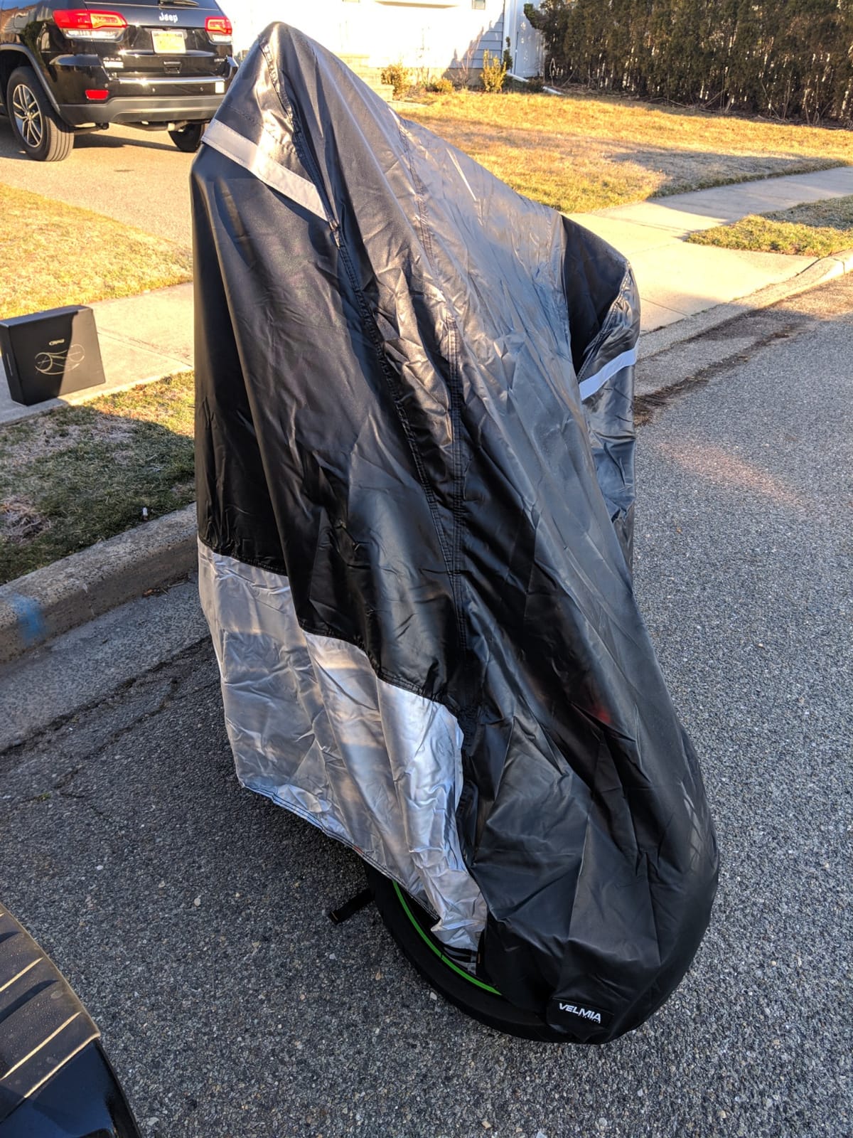 VELMIA Motorcycle Cover - Extremely Heat Resistant up to 550F, Waterproof for All Seasons, Fits Motorcycles, Scooters, Mopeds & Harleys customer photo 1