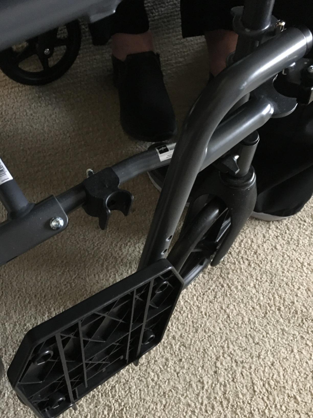 Medline Durable Folding Steel Transport Wheelchair with 12-Inch Wheels, 19-Inch Seat Width, Gray Frame, Microban, Teal Upholstery customer photo 1