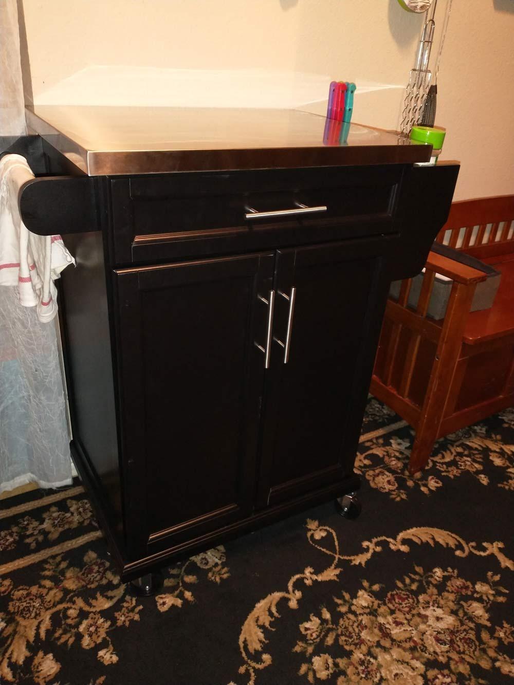 HOMCOM Kitchen Island on Wheels with Stainless Steel Countertop Black customer photo 1