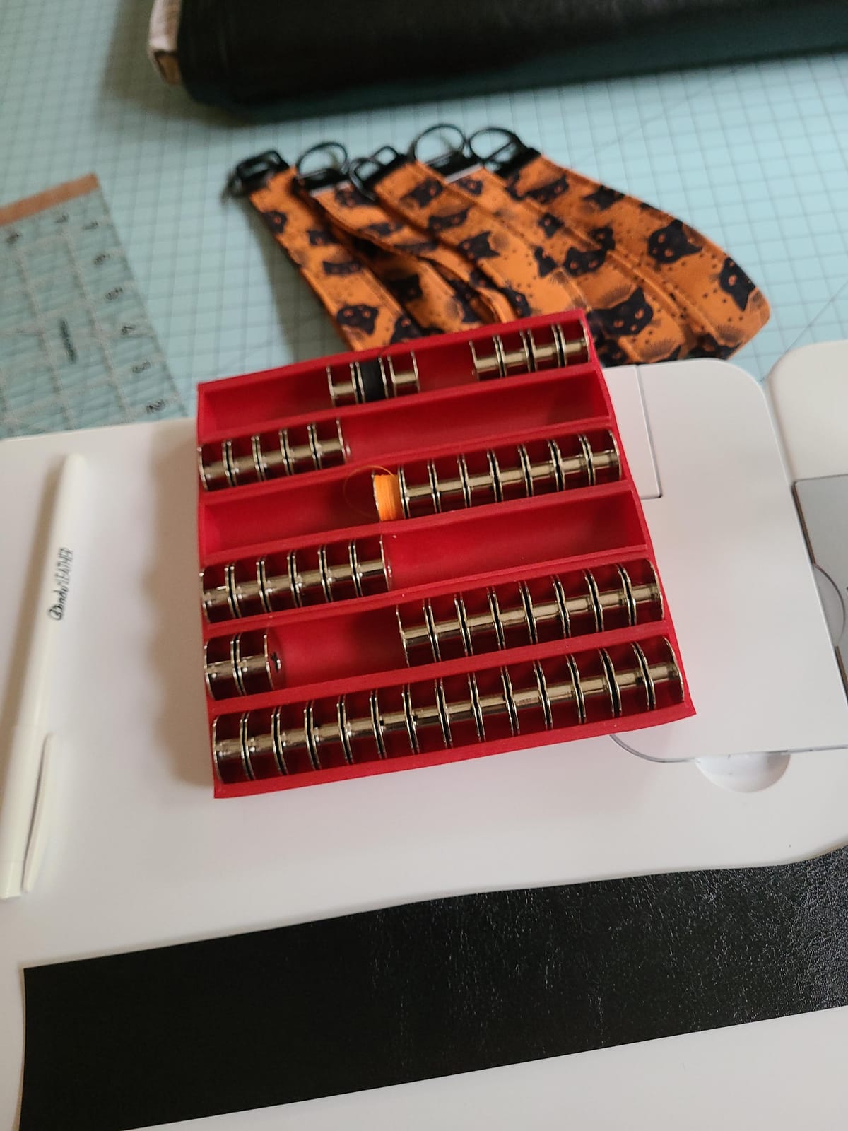 Square Bobbin Organizer – Holds 60+ Bobbins – Flexible Plastic Holder for Sewing Machine, Embroidery, & Quilting Bobbin Storage, Red customer photo 1