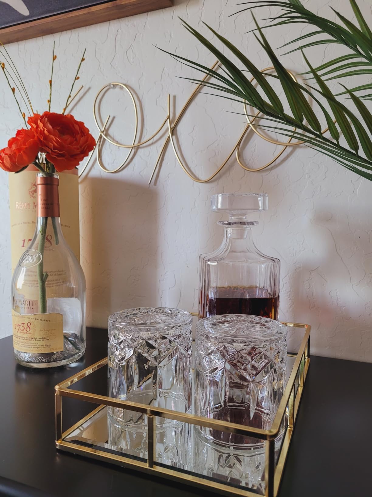 ELIDOMC 5PC Italian Crafted Crystal Whiskey Decanter & Whiskey Glasses Set, Crystal Decanter Set With 4 Whiskey Glasses, Whiskey Decanter Sets for Men. customer photo 2