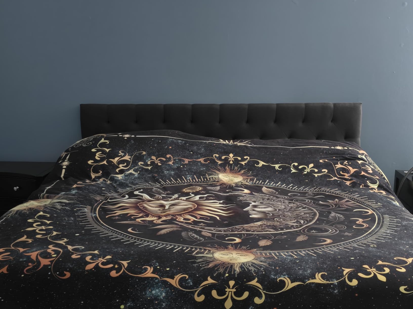 Lucid Mid-Rise Upholstered Headboard - Diamond Tufted - Padded Polyester - Adjustable Height from 34” to 46” - Easy Assembly - Bed Frame or Wall Mount - Sturdy - Stone - Queen Size customer photo 2
