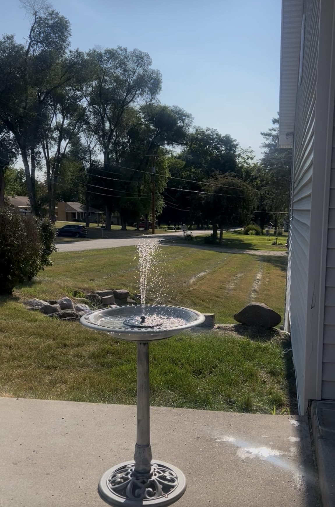VIVOHOME Bird Bath with Solar Fountain for Outside, Pedestal, Green customer photo 2