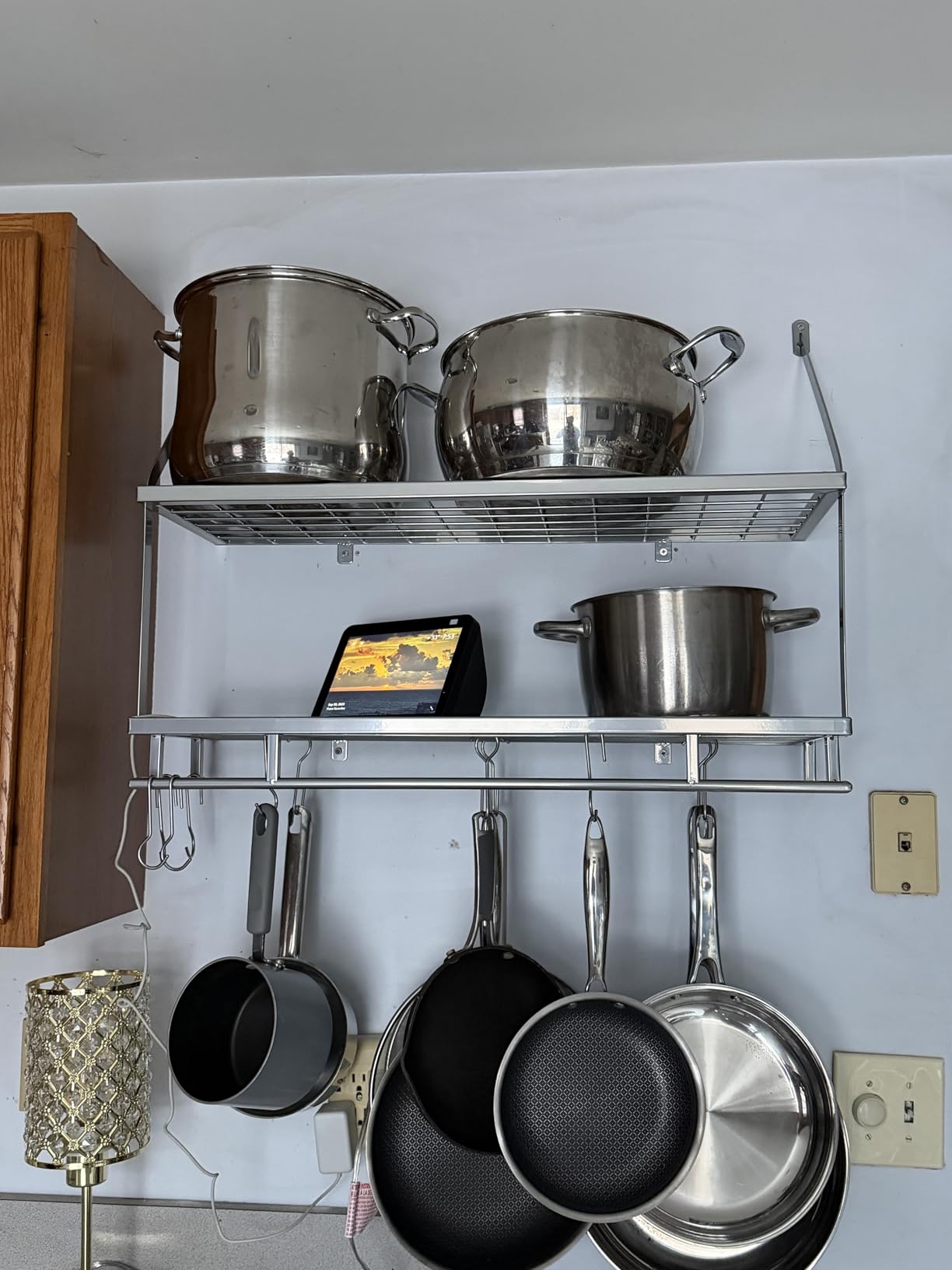 KES 30-Inch Kitchen Pot Rack - Mounted Hanging Rack for Kitchen Storage and Organization - Matte Black 2-Tier Wall Shelf with Guard Rail for Pots and Pans Organizer with 12 Hooks - KUR215S75B-BK customer photo 2
