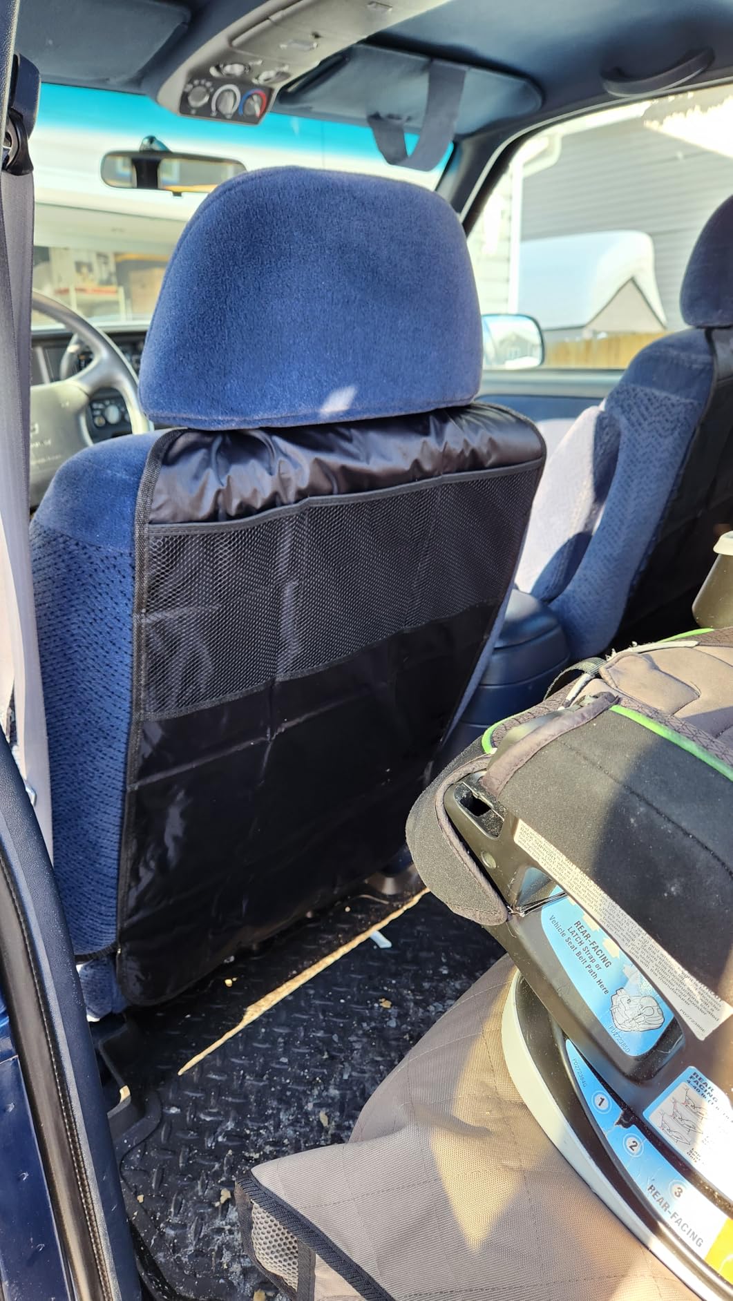 lebogner Back Seat Cover For Kids + 3 Pocket Storage Organizer, 2 Pack X-Large Waterproof Kick Mats Backseat Protector, Car Seat Back Protectors For Vehicles To Protect From Dirt, Mud & Scratches customer photo 2