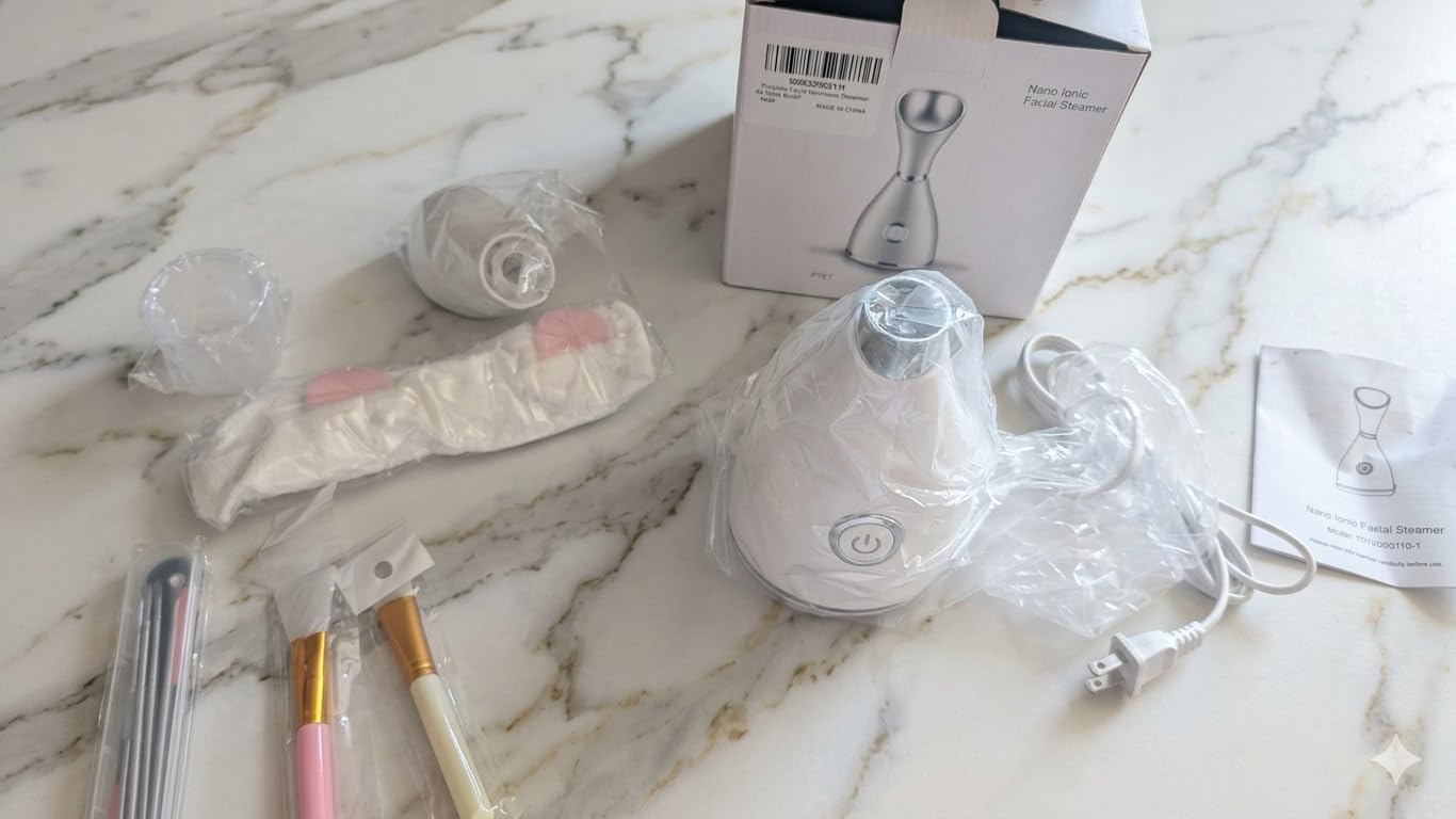 Portable Facial Steamer Nano Face Steamer Warm Mist Home Skin Spa Steamers for Sinuses Acne Pores Cleanse Blackhead Remover Kit Mask Brush customer photo 1