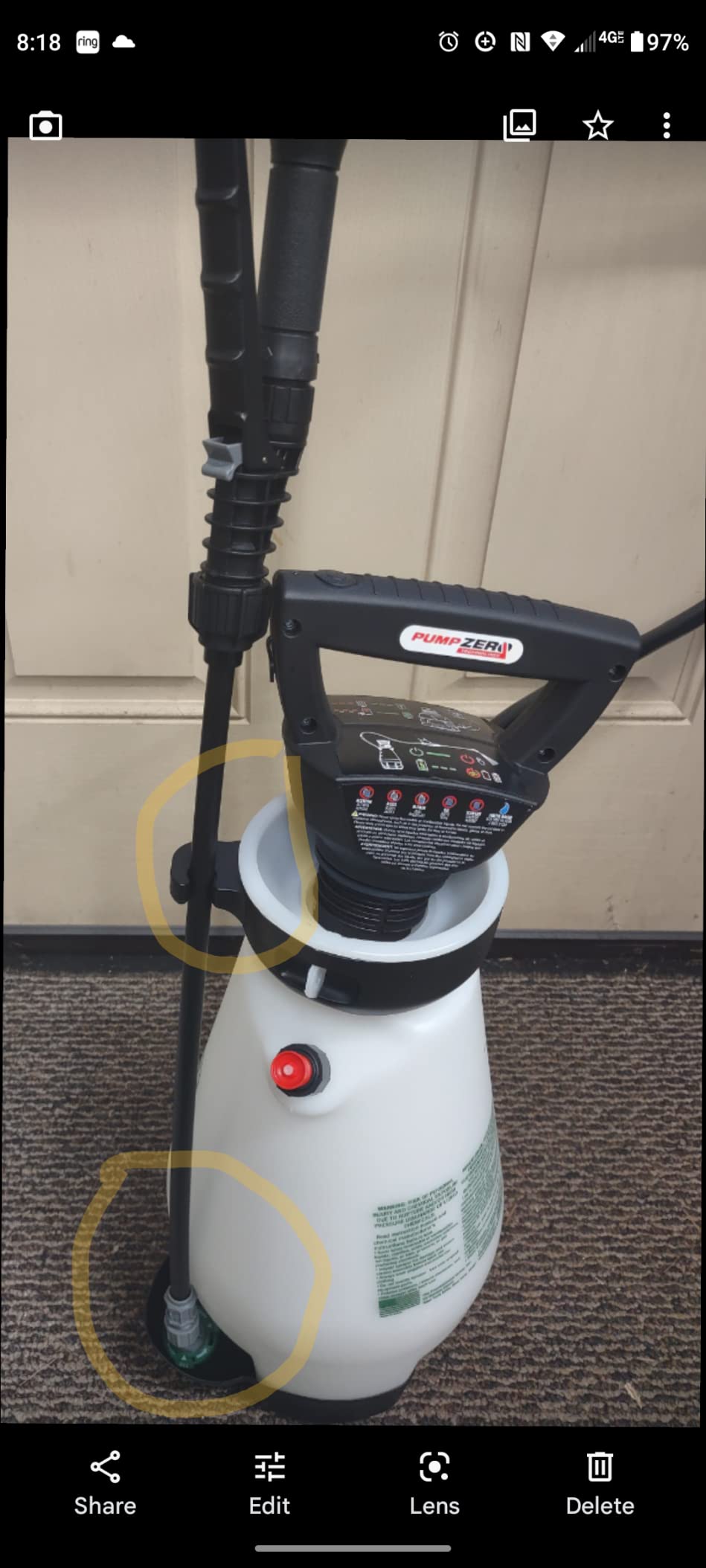 Scotts 2 Gallon Lithium-Ion Battery Powered Sprayer with Pump Zero Technology, Rechargeable Lawn & Garden Tank Sprayer, Model 190567 customer photo 1