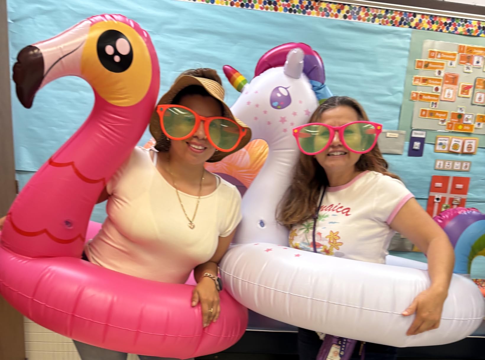 JOYIN 2-Pack Flamingo Unicorn Pool Float - Fun Floaties Inflatable Swimming Pool Tubes Toys Party Decorations, Summer Vacation Lake Beach Floaty Swim Rings Raft Lounger for Adults & Kids customer photo 2