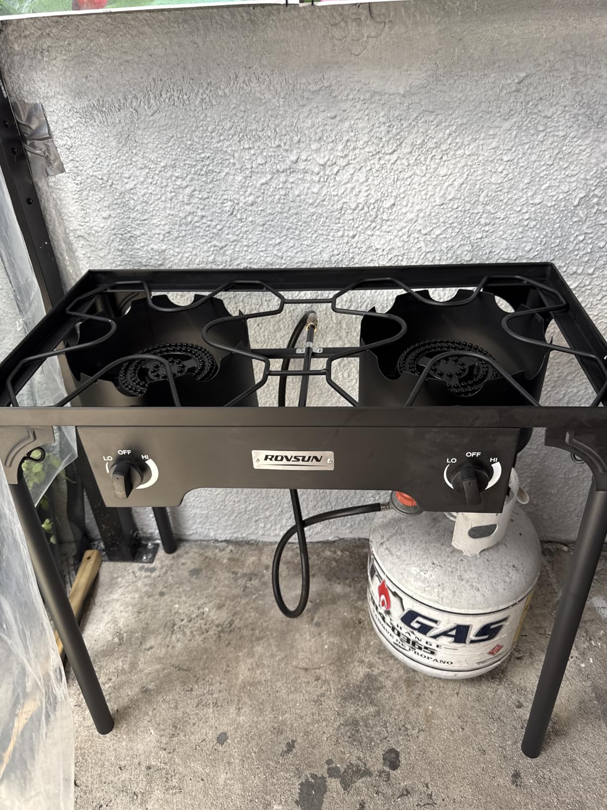 ROVSUN 2 Burner Outdoor Propane Gas Stove with Adjustable Regulator, 150,000 BTU High Pressure Stand Cooker for Backyard Cooking Camping Home Brewing Canning Turkey Frying customer photo 1