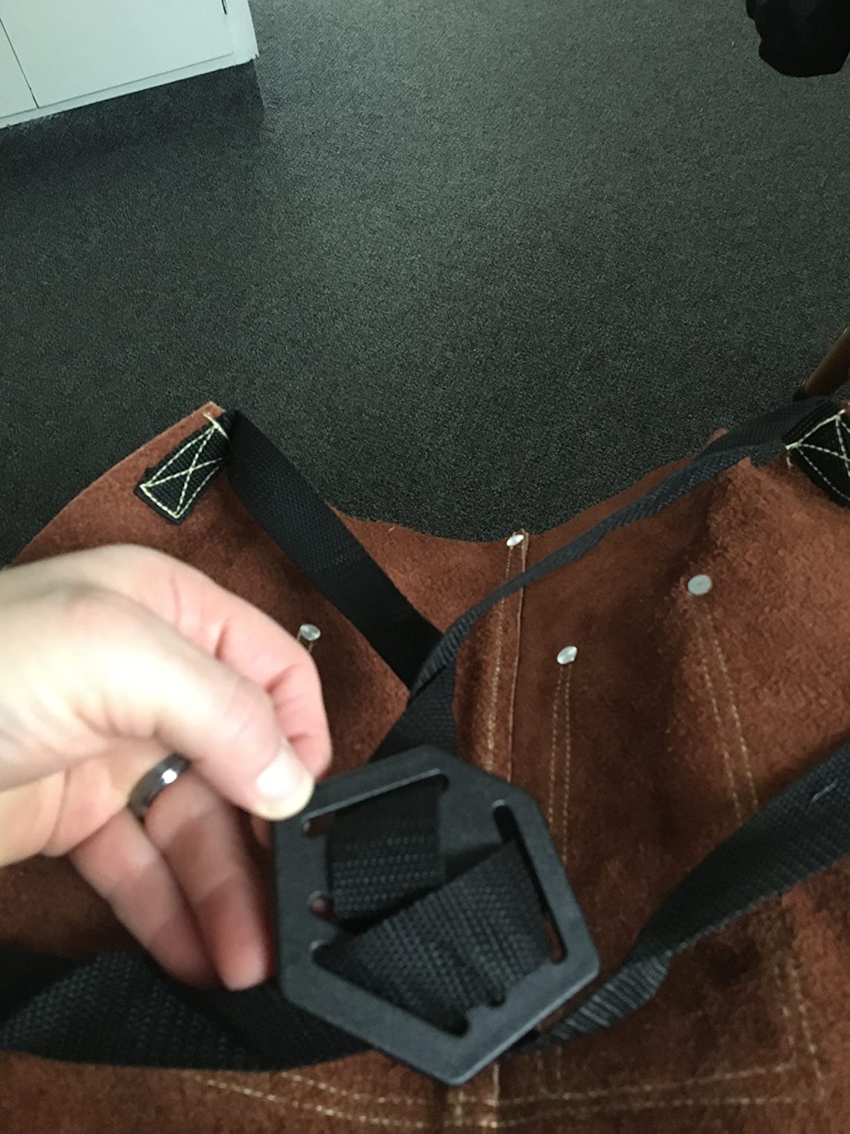 eletecpro Genuine Cowhide Leather Welding Apron for Workshop Use, Brown customer photo 1
