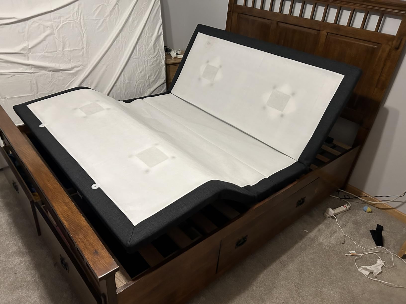 Blissful Nights z4 Adjustable Bed Frame for Storage Beds with Massage Anti-Snore, Zero G, USB Charging Station, Wireless Remote Head and Foot Incline and No Tools Required Assembly … (Queen) customer photo 1