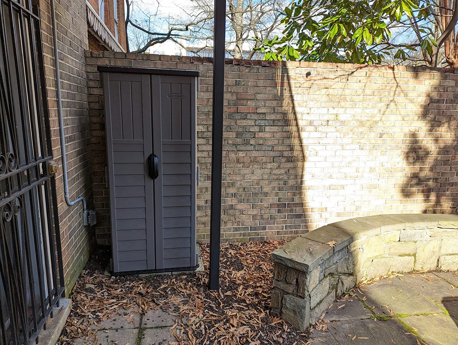 Suncast 22 Cu Ft, Vertical Storage Shed, Pad-Lockable Double Doors, Stoney customer photo 1