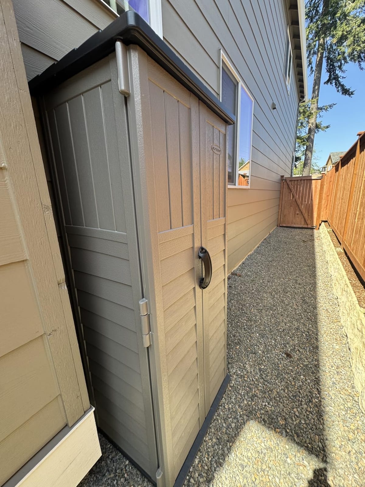 Suncast 22 Cu Ft, Vertical Storage Shed, Pad-Lockable Double Doors, Stoney customer photo 2