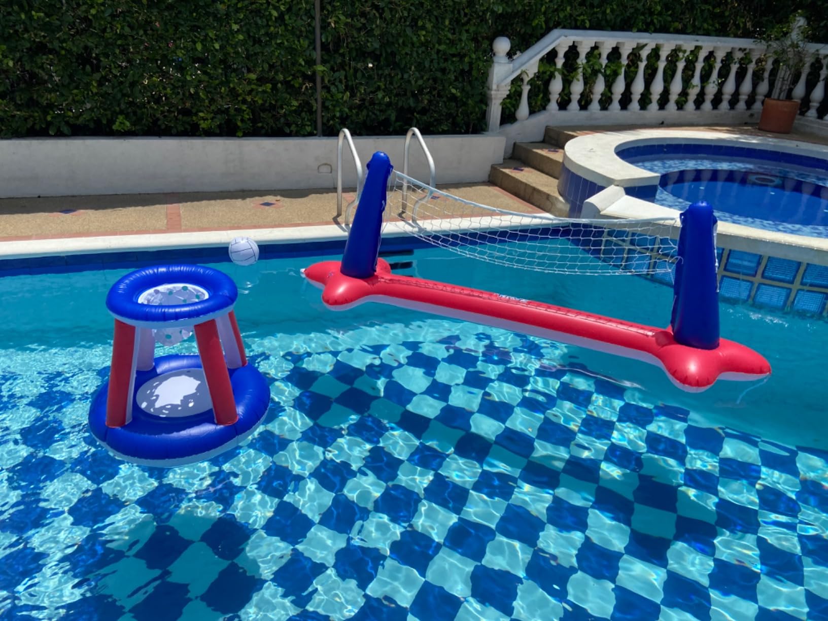 JOYIN Pool Toys Games Set-Inflatable Pool Float Set Volleyball Net & Basketball Hoops, 2 in1 Floating Swimming Game Toy, Volleyball Swimming Pool Game for Kids and Adults, Backyard Beach Summer Toys customer photo 1