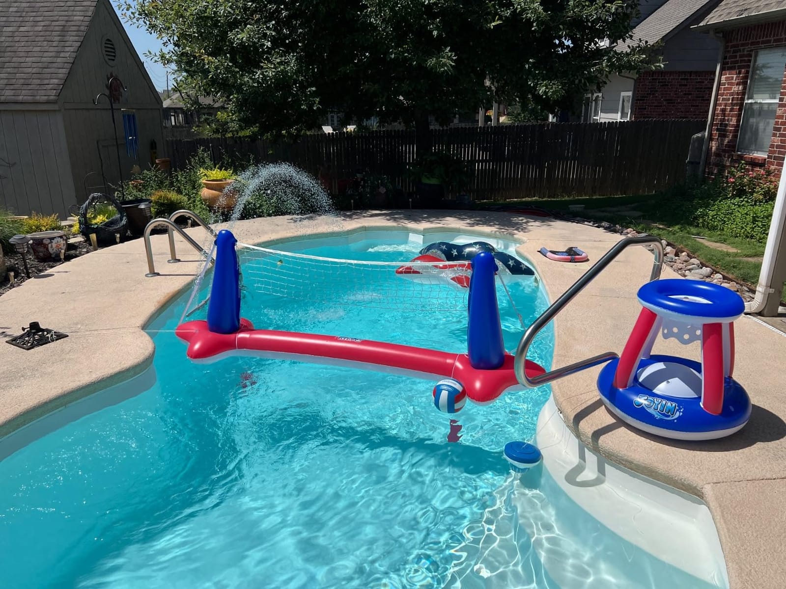 JOYIN Pool Toys Games Set-Inflatable Pool Float Set Volleyball Net & Basketball Hoops, 2 in1 Floating Swimming Game Toy, Volleyball Swimming Pool Game for Kids and Adults, Backyard Beach Summer Toys customer photo 2