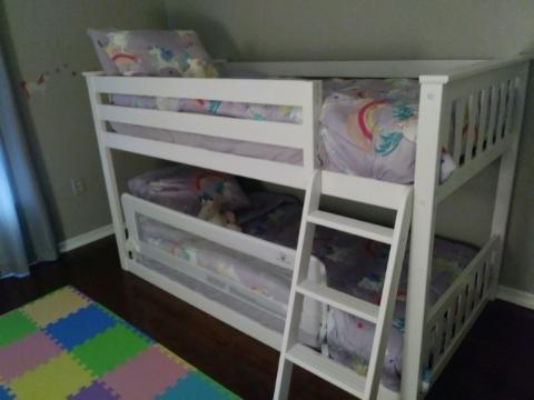 Max & Lily Twin Over Twin Low Bunk Bed, Blue customer photo 2