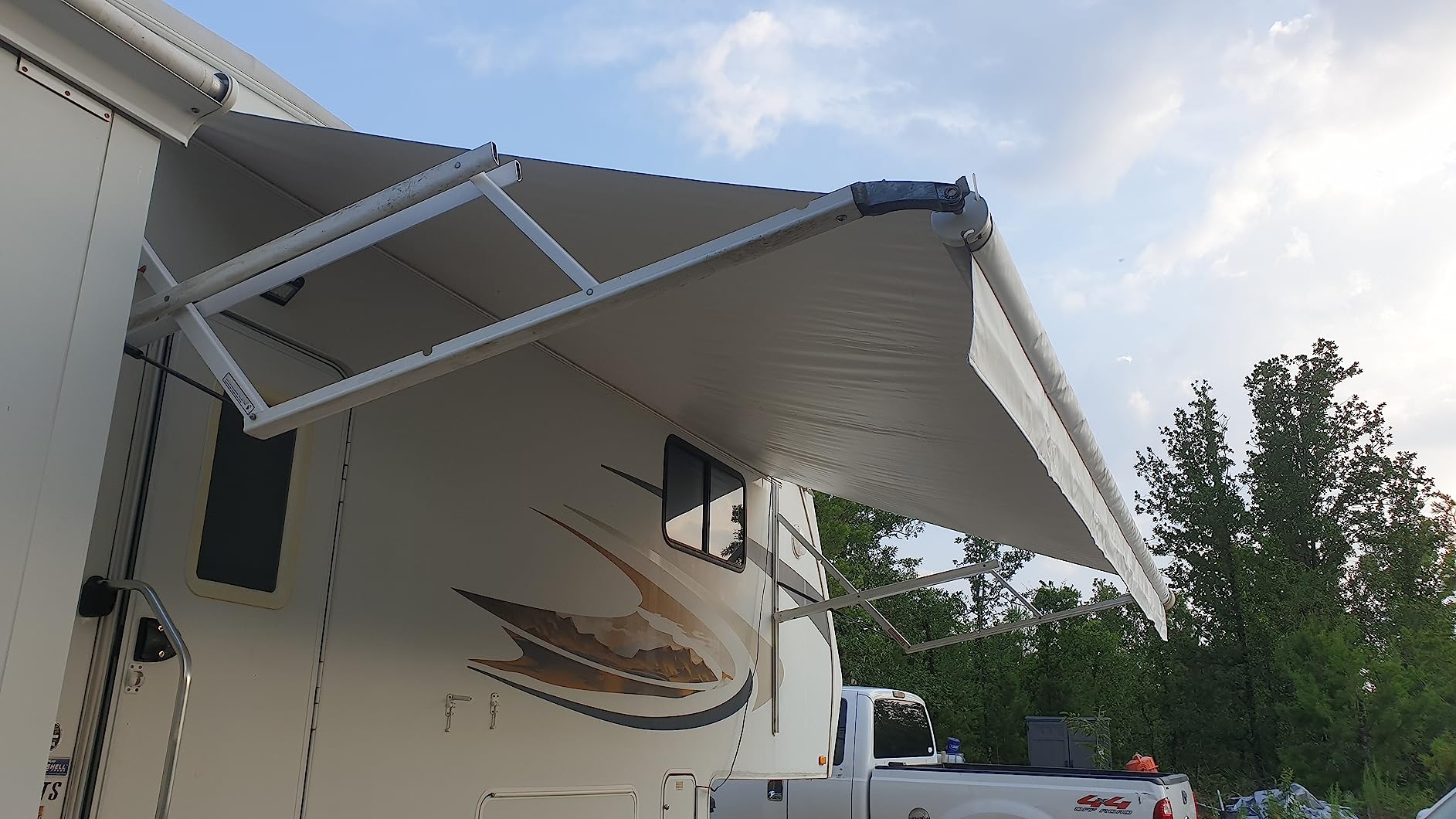 ShadePro - RV Awning Fabric Replacement - Premium Grade Weatherproof Vinyl - Universal Outdoor Canopy for Camper, Trailer, and Motorhome Awnings - Charcoal Fade - 16' (Fabric 15' 2
