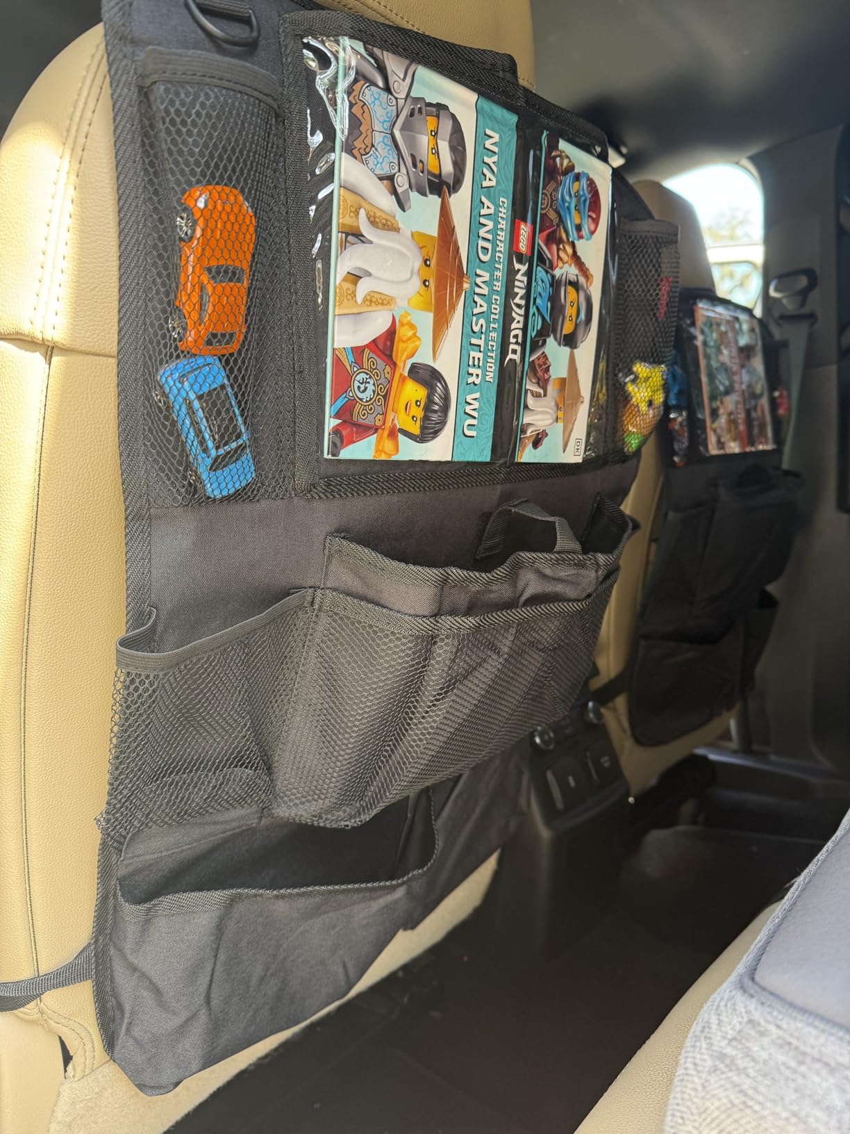Helteko Backseat Car Organizer, Kick Mats Back Seat Protector with Touch Screen Tablet Holder, Back Seat Organizer for Kids, Travel Accessories with 9 Storage Pockets 2 Pack, Black customer photo 2