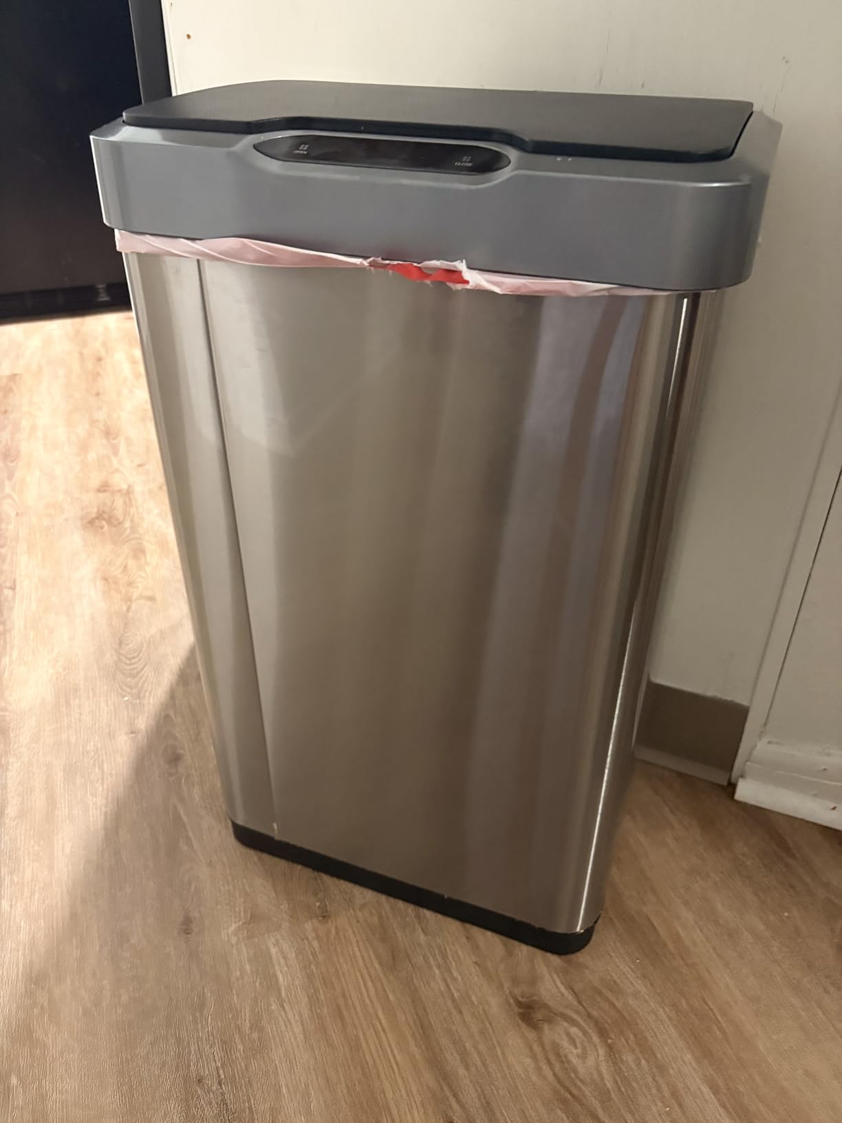 EKO Mirage-T 50 Liter / 13.2 Gallon Touchless Rectangular Motion Sensor Trash Can or Recycling Bin, Brushed Stainless Steel Finish customer photo 1