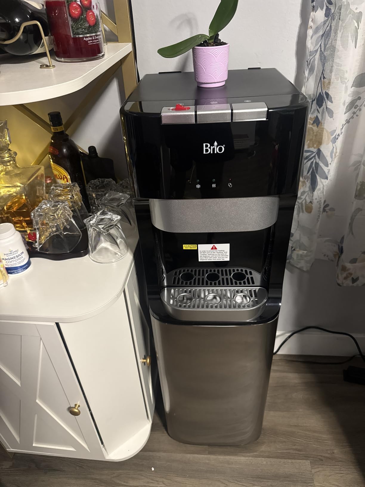 Brio Bottom Loading Water Cooler Dispenser for 5 Gallon Bottles - 3 Temperatures with Hot, Room & Cold Spouts, Child Safety Lock, LED Display with Empty Bottle Alert, Stainless Steel customer photo 1