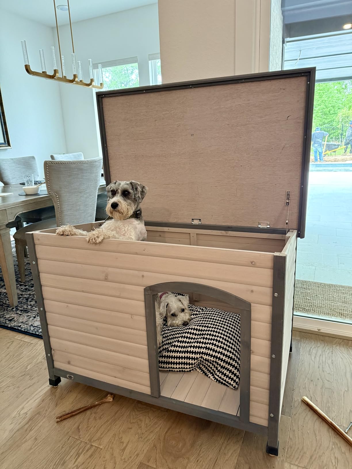 Trixie Natura Classic Dog House - Wooden Outdoor Shelter with Weatherproof Sealer, Hinged Roof & Adjustable Legs for Medium Dogs - Gray - 27 x 41 x 28.5 in customer photo 1