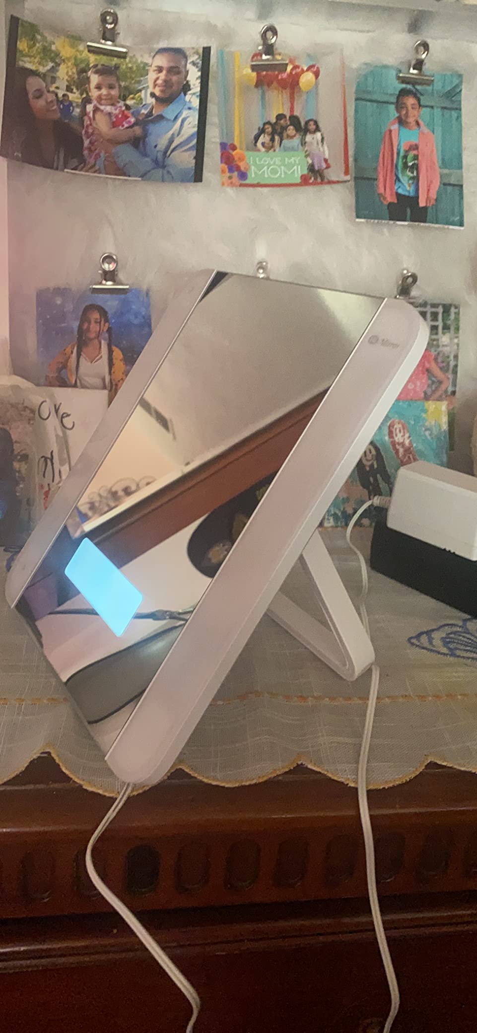 Himirror Slide: Smart Makeup Mirror With Skin Detector, Smart Beauty Mirror With Led Lights, Vanity Mirror With Foldable Stand, 1 count customer photo 1