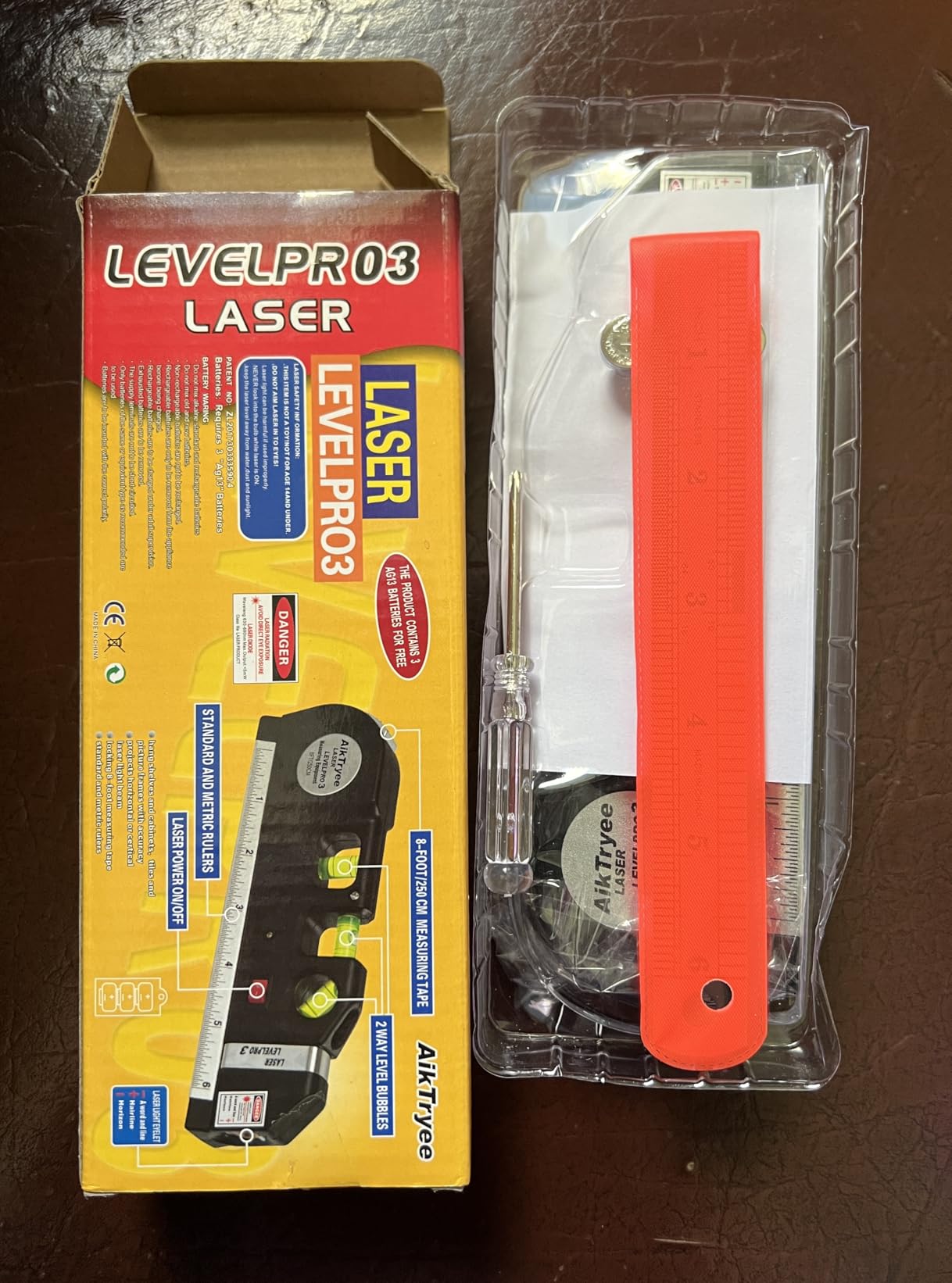 Laser Level Line Tool, Multipurpose Laser Level Kit Standard Cross Line Laser leveler Beam Tool with Metric Rulers 8ft/2.5M for Picture Hanging cabinets Tile Walls by AikTryee. customer photo 2
