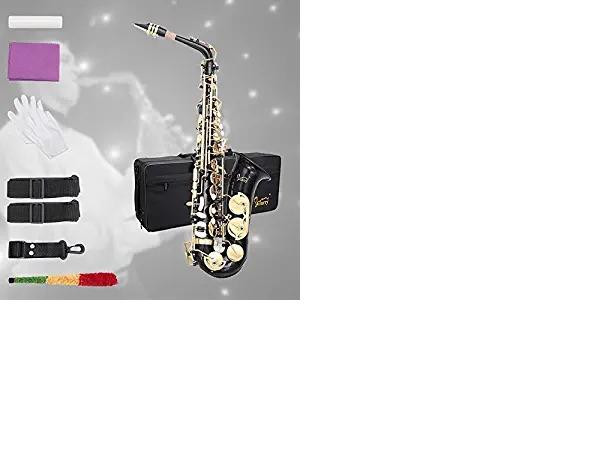 Glarry Student Alto Eb E-flat SAX Saxophone Gold Lacquer SAX Beginners Kit with Case, Reeds,Mouth Piece, Soft Cleaning Cloth and Rod,Gloves (Black) customer photo 2