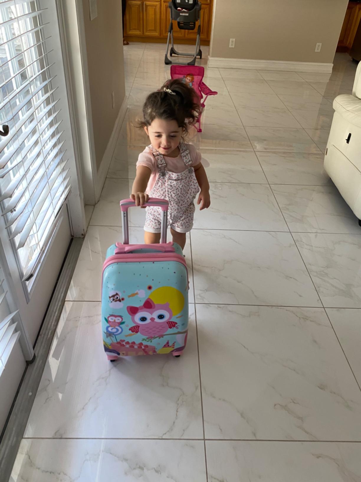 GURHODVO Kids Carry On Luggage for Boy's, Girl's Children Rolling Suitcase with 4 Spinner Wheels Hardshell Case for Toddler to Travel (airplane) customer photo 2