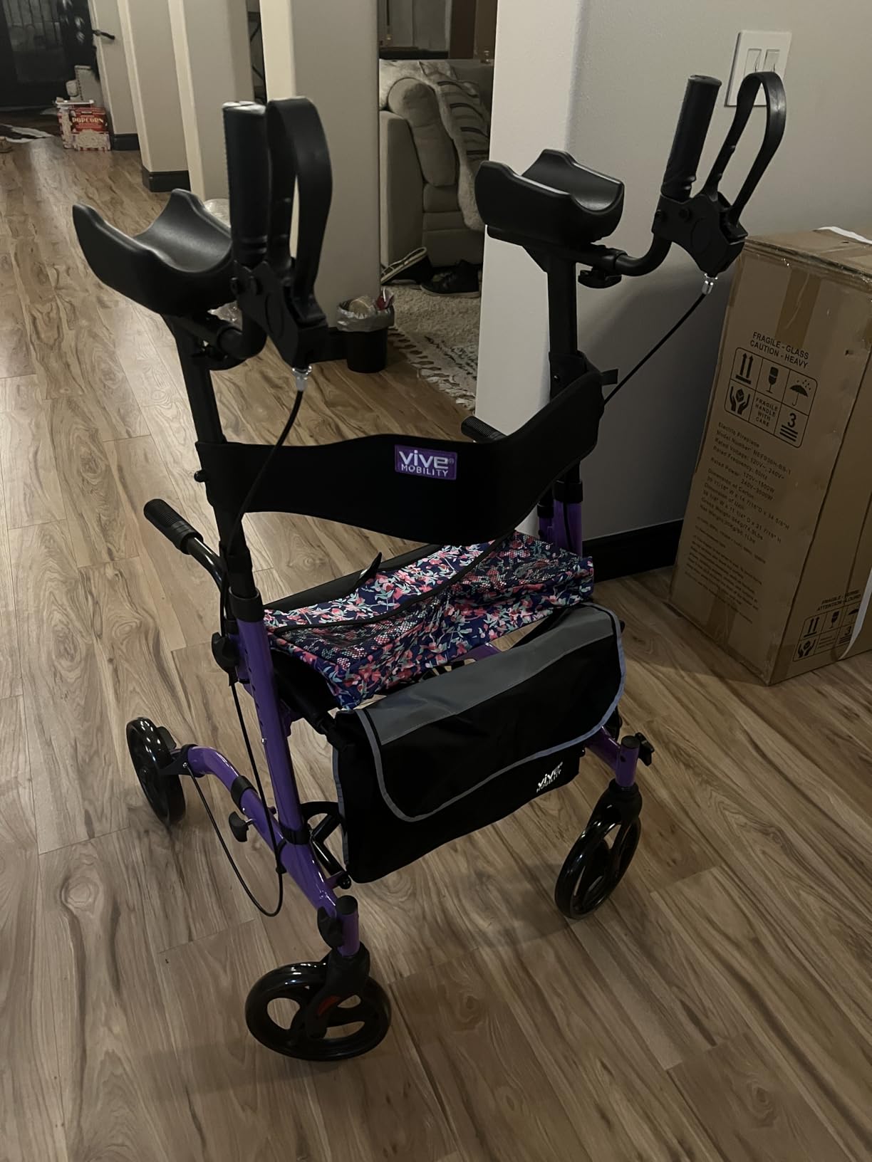 Vive Mobility Upright Walker with Seat - Stand Up Rollator, Arm Rests customer photo 2