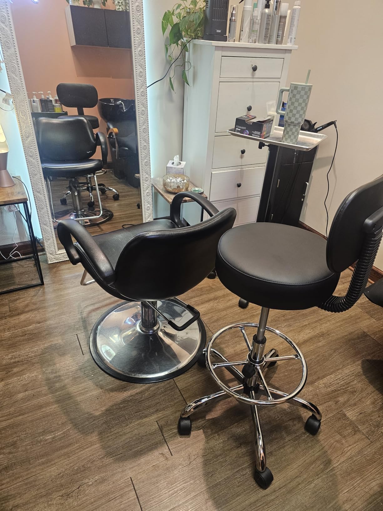 SUPERJARE Drafting Chair with Backrest, Adjustable Foot Rest Rolling Stool customer photo 1