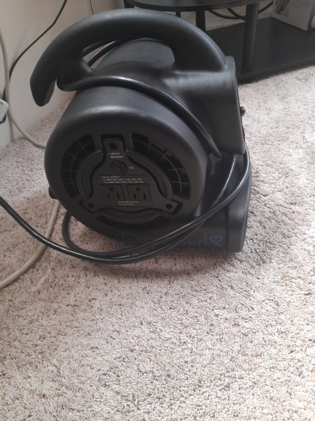 XPOWER P-80A Mini Mighty 138 W 600 CFM Centrifugal Air Mover, Carpet Dryer, Floor Fan, Blower, Stackable, Daisy Chain, for Water Damage Restoration, Janitorial, Plumbing, Home Use, Black | Carpet Dryer, Floor Fan, Blower, Stackable, Daisy Chain, for Water Damage Restoration, Janitorial, Plumbing, Home Use customer photo 2