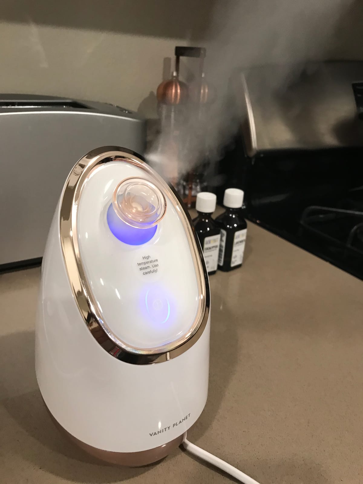 Vanity Planet Aira Ionic Facial Steamer (Rose Gold) - Pore Cleaner that Detoxifies, Cleanses and Moisturizes - Adjustable Nozzle, Water Tank with 3 Essential Oil Baskets customer photo 1