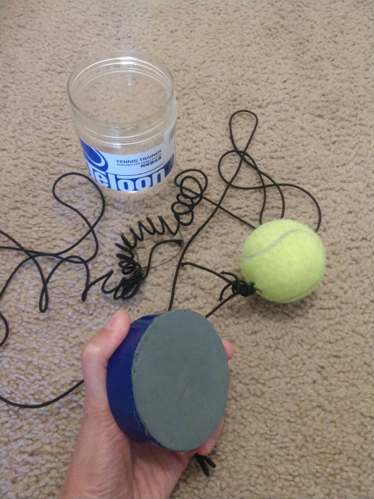 flybomb Portable Tennis Trainer 2.05LB Weight Heavy Iron Base Tennis Training Tool Exercise Tenis Ball Sports Self-Study,3 Replacement Rebound Balls+Wristband+Overgrip+Ring+Damper customer photo 1
