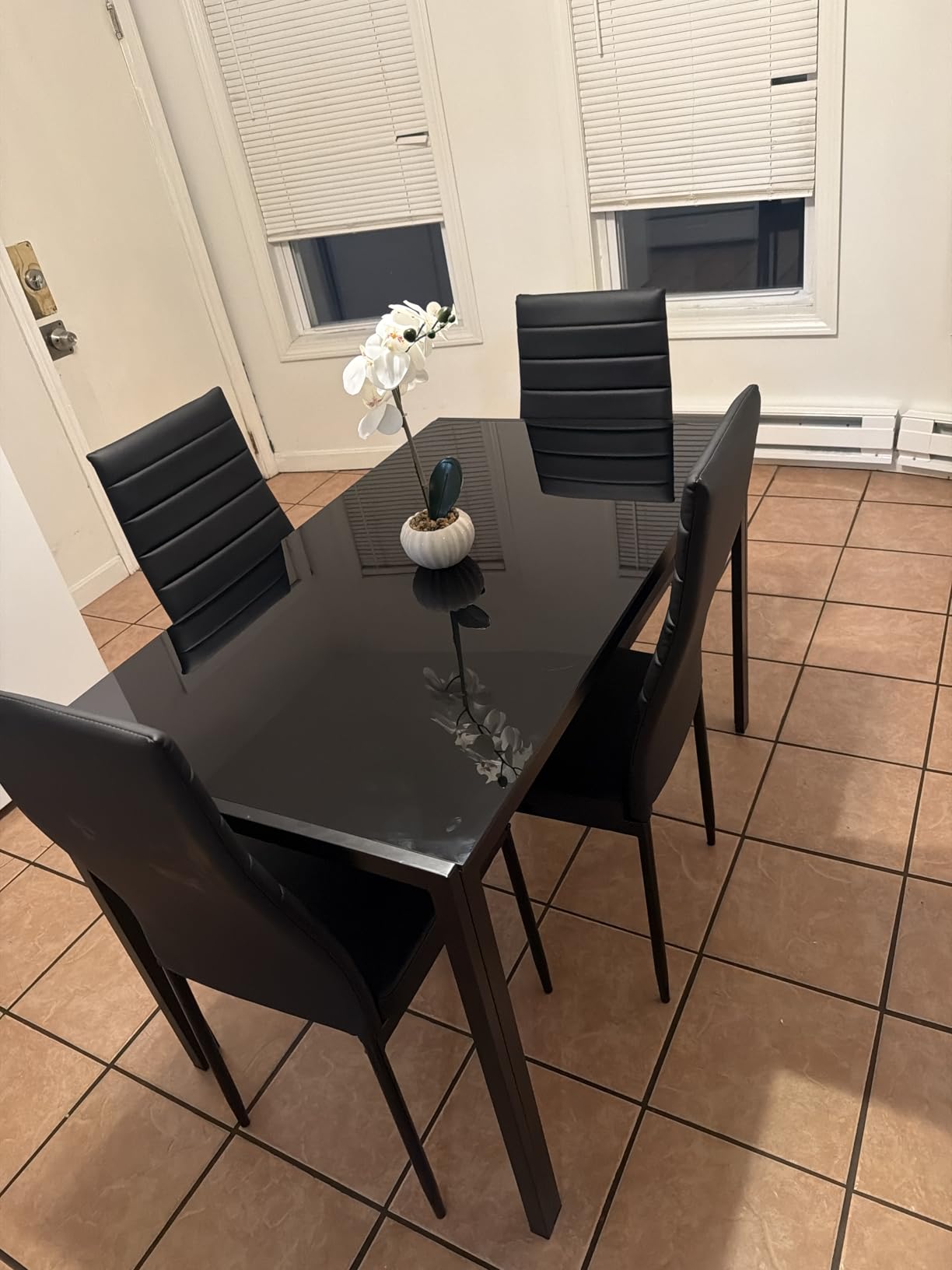FDW | 5-Piece Dining Table Set | Black | Glass Kitchen Table customer photo 2