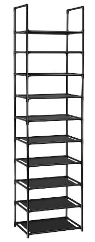 FIDUCIAL HOME 10 Tiers Shoe Rack Organizer 20 Pairs Tall Shoe Shelf | Tall Narrow Space Saving for Closet Entryway Dorm, Easy to Assemble, 17
