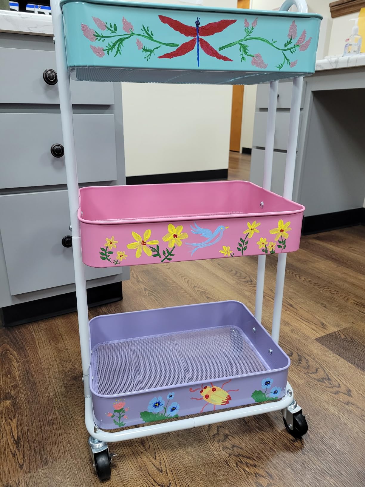 Simple Houseware 3-Tier Heavy Duty Metal Utility Rolling Cart, Silver customer photo 1