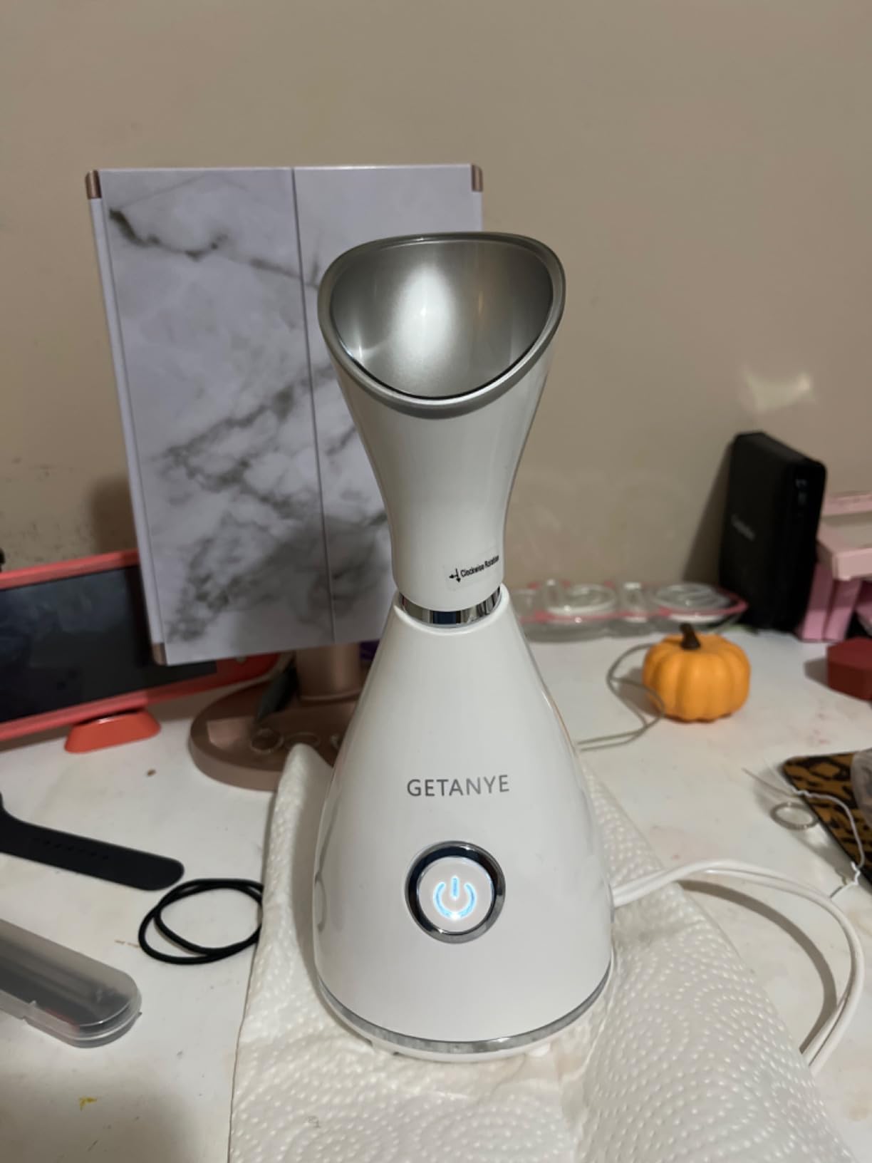 GETANYE Nano Ionic Face Steamer - 10X Penetration for Facial, Unclogs Pores, Moisturizing Spa Humidifier with Free Blackhead Remover Kit, Hair Band, Face Brush customer photo 2