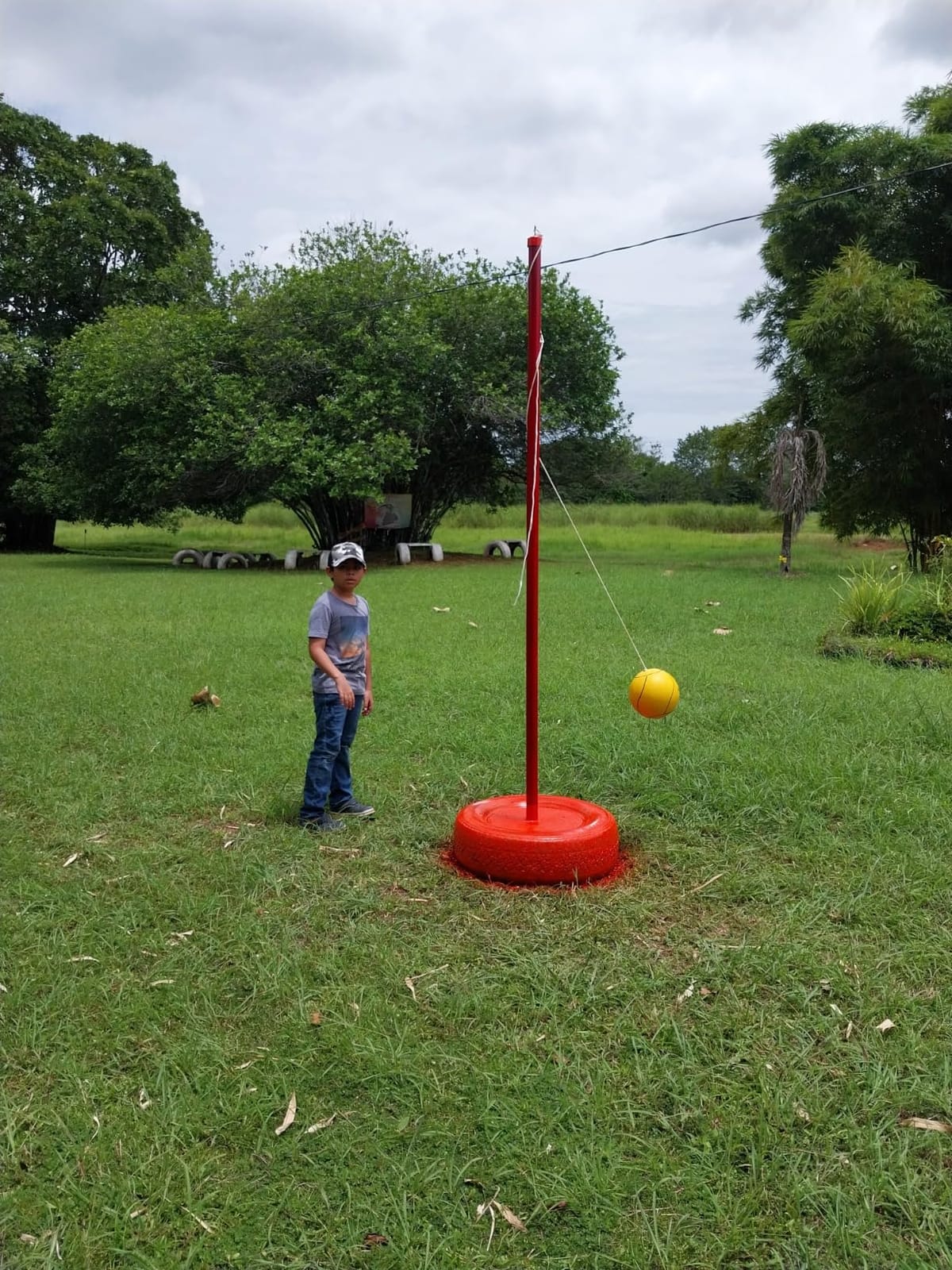 Western Star Tetherball Game Set - Soft-Touch Tether Ball with 2 Reinforced Attached Ropes - Outdoor - 4 Colors - Classic Family Game customer photo 1
