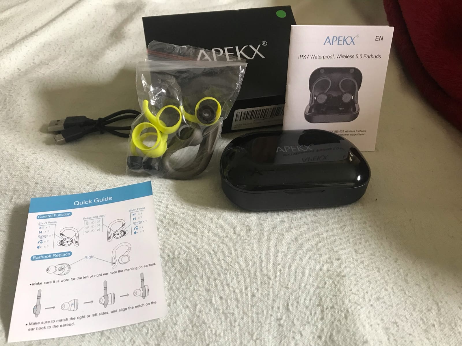 APEKX Wireless Earbuds, IPX7 Waterproof Bluetooth Headphone w/Mic Deep Bass customer photo 2