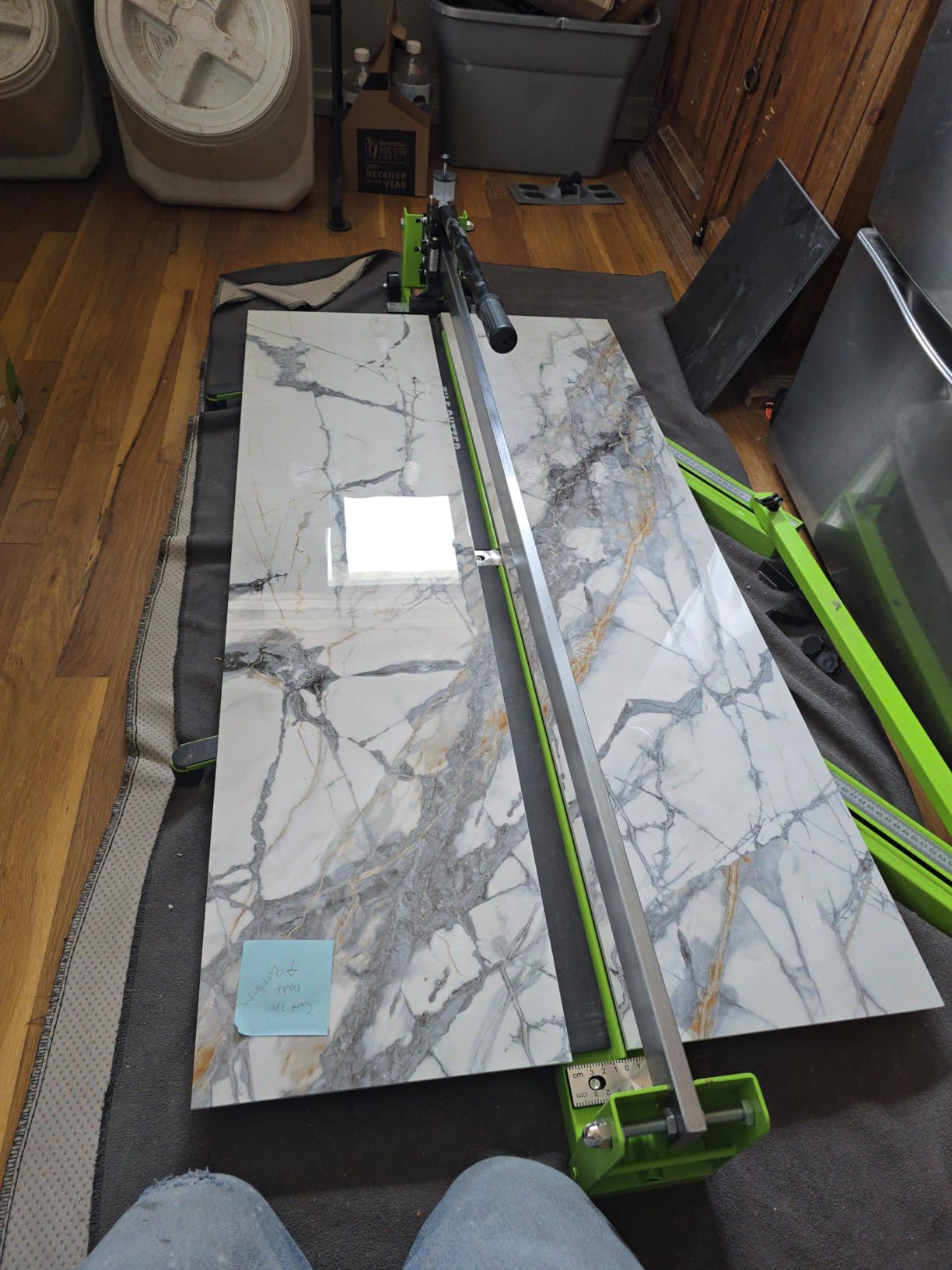 Tile Cutter 32 Inch Manual Tile Cutter 1.4 Inch Tile Cutting Machine Ceramic Porcelain Tile Cutter w/Laser Guide All-Steel Frame and Bonus Spare Cutter Wheels Tile Cutter Hand Tool customer photo 2