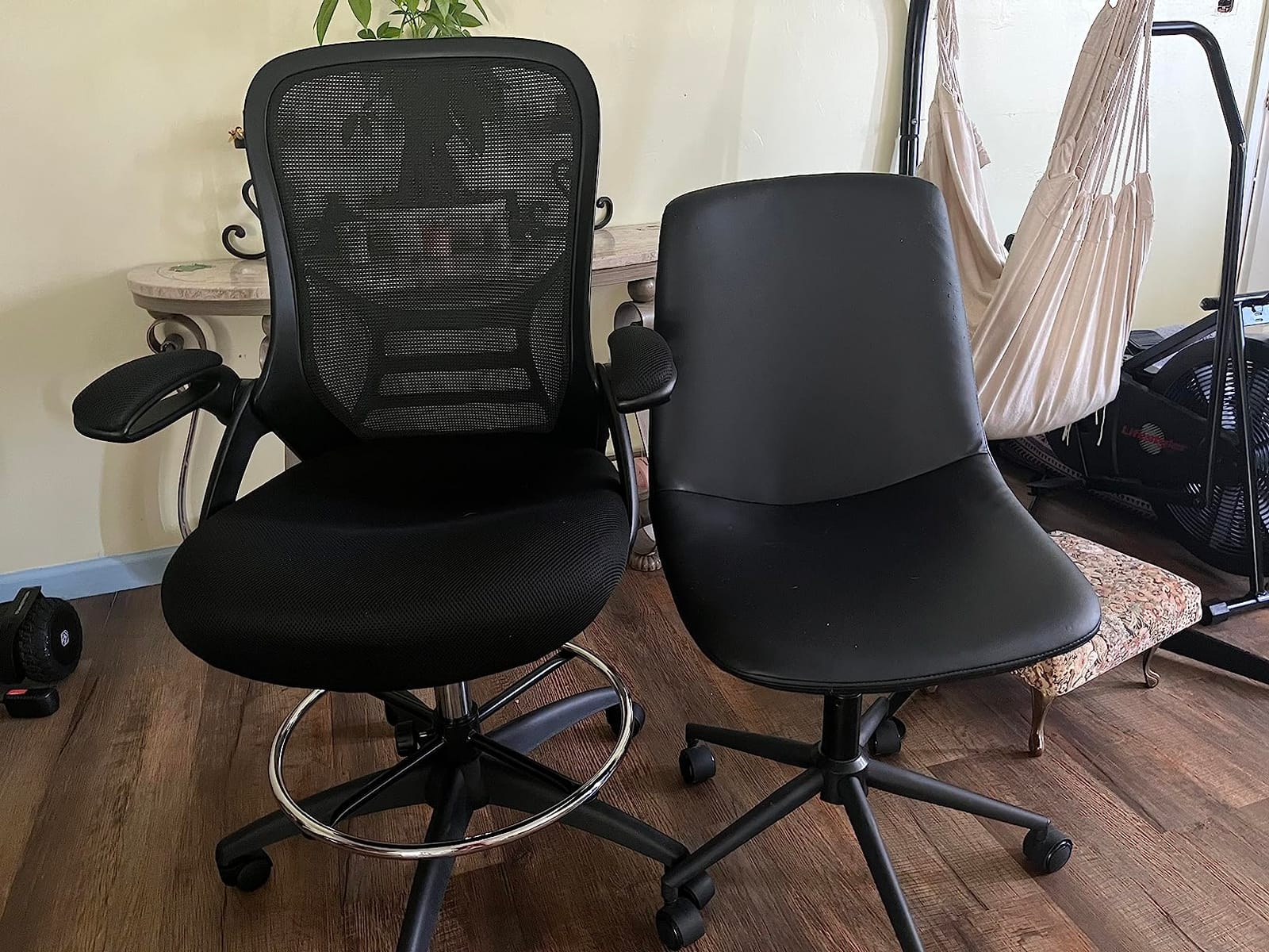 HYLONE Drafting Chair Tall Office Chair High-Back Mesh Standing Desk Stool with Adjustable Footrest Ring and Flip-Up Arms Black customer photo 2