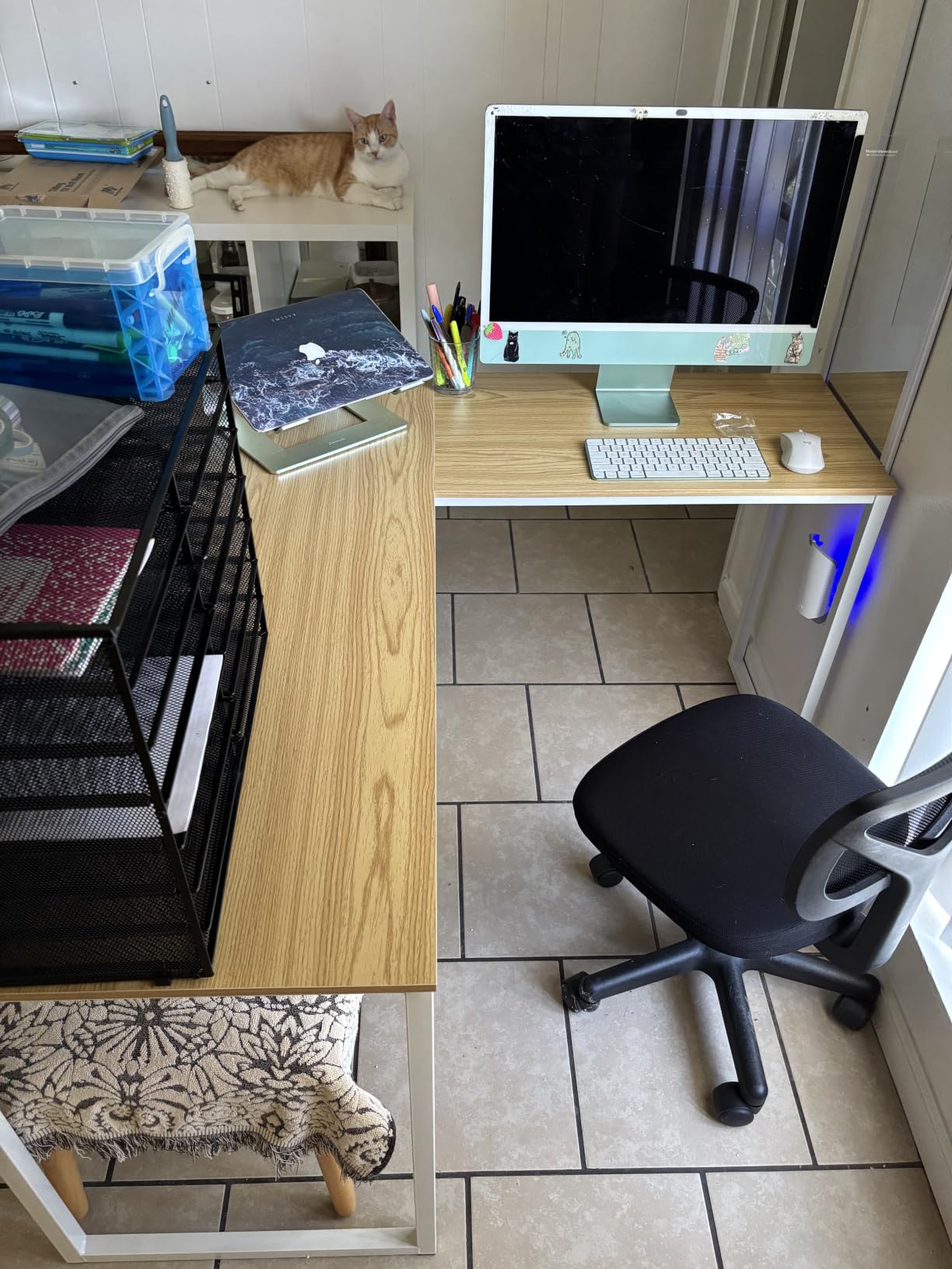 SHW Mission 55 x 60 L-Shape Home Office Computer Desk, Black customer photo 2