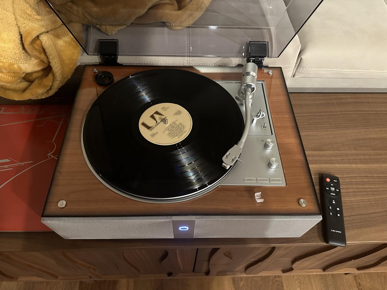 1 BY ONE Fully Automatic Record Player, All-in-One Vinyl Turntable | Automatic Repeat Function, Remote Control, Built in Speakers& DSP, Phono Preamp, AT-3600L Cartridge, Belt Drive 2-Speeds customer photo 1