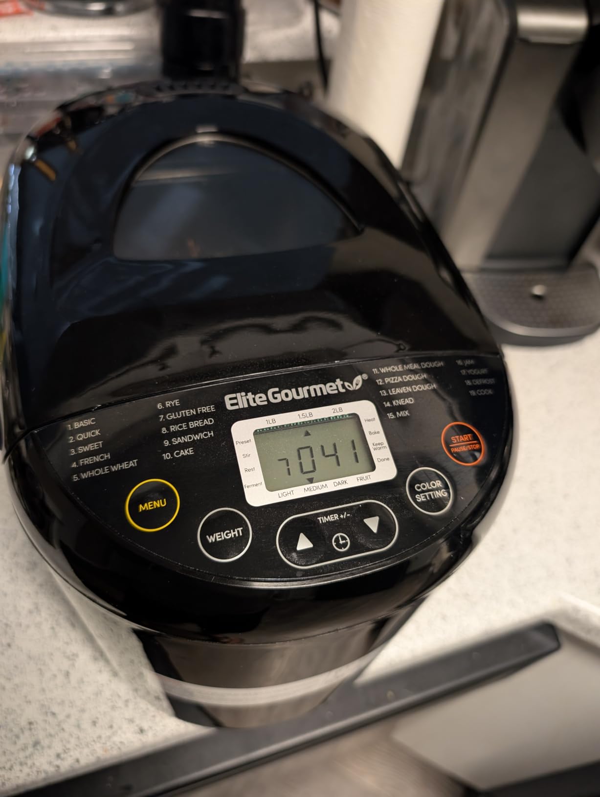 Elite Gourmet Programmable Bread Maker, 2 Lb, 3 Sizes, 19 Presets, Black customer photo 2