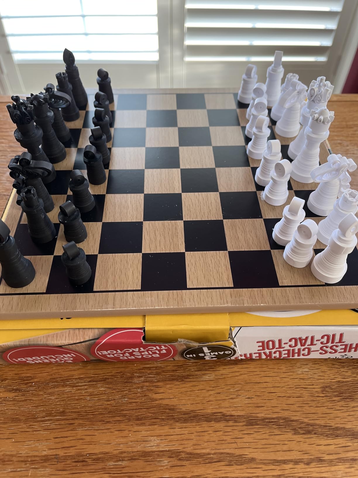 Regal Games - Reversible Wooden Board for Chess, Checkers & Tic-Tac-Toe - 24 Interlocking Wooden Checkers and 32 Standard Chess Pieces - for Age 8 to Adult for Family Fun customer photo 1